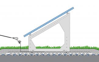 The ZinCo system build-up SolarVert® with solar mounting system and fall protection. System build-up